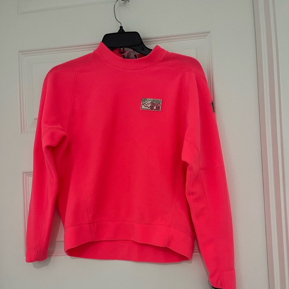 NWOT MONCLER GRENOBLE Patch Mock Neck Bright Pink Sweatshirt